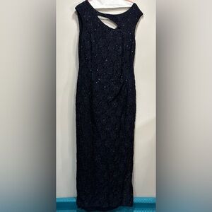 Connected Apparel Navy Sequin Midi Dress